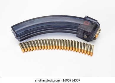 .22 Caliber Magazine On White Background,25 Rounds