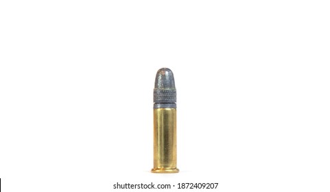 A 22 Caliber Rifle Bullet Isolated On White
