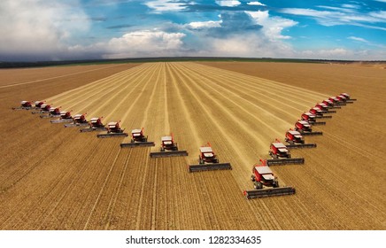 
22 Harvesters working in soybean harvest in the state of Mato Grosso, Brazil - Shutterstock ID 1282334635