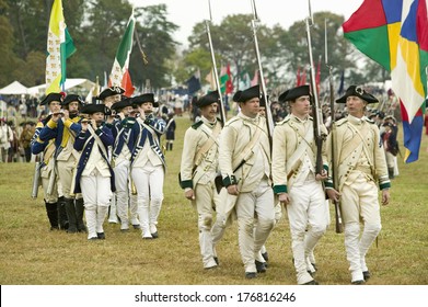 The 225th Anniversary Of The Victory Of Yorktown, A Reenactment Of The Defeat Of The British Army And The End Of The American Revolution, Yorktown Virginia. 