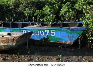 23 July 2011 Wood Fishing Boat Is Low Tide On The Desert