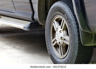 23 JUNE 2016  Muddy Wheels Of Alloy Brand Chevrolet.in Parking Lot In The Building ,Bangkok Thailand