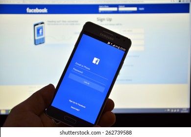 23 March 2015 - Istanbul, TURKEY: Facebook User Login Screen. The Number Of Active Mobile Users Facebook Has Reached 1 Billion People