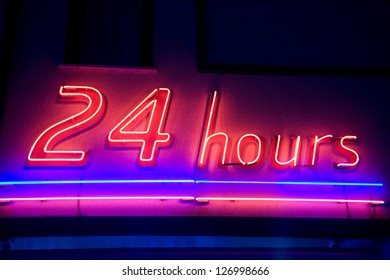 24 Hours Neon Sign