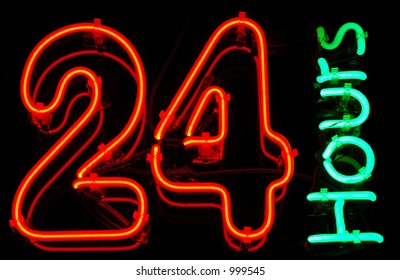 24 Hours Neon Sign