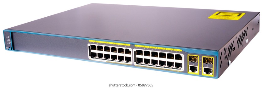 24 Port Fast Ethernet Switch Isolated On The White