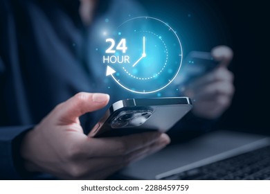 24hour open, service 24 hour, working 24 hour 7 days - Shutterstock ID 2288459759