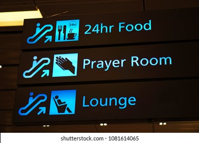 24hr Food, Prayer Room, Lounge Sign In Airport                               