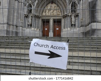 24th June 2020, Drogheda, County Louth, Ireland. St. Peter's Church In West Street, Drogheda, With Its Main Entrance Closed Off During The Coronavirus Covid 19 Pandemic Lockdown.