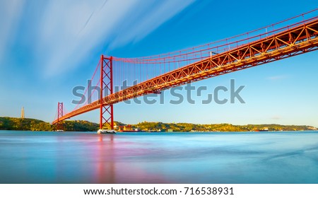 The 25 April bridge (Ponte 25 de Abril) is a steel suspension bridge located in Lisbon, Portugal, crossing the Targus river.  It is one of the most famous landmarks of the region.