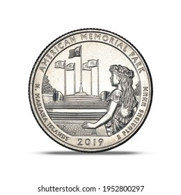 25 Cents 2019 American Memorial Park On White Background