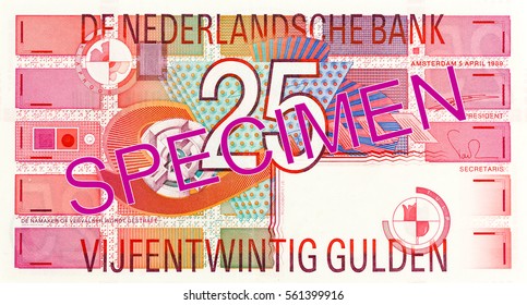 25 Dutch Guilder Note Reverse