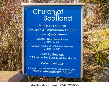 25.03.2022 Amulree, Perthshire, Scotland, UK. Notice Board At Amulree Parish Church