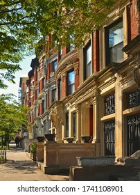 Brownstone Facades Row Houses Sunset Iconic Stock Photo (Edit Now ...