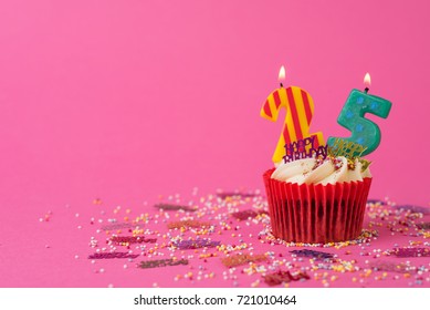 25th Birthday Cupcake Pink Background