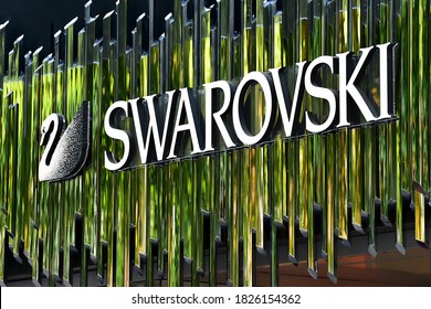 Düsseldorf,Germany-May 26,2018:SWAROVSKI luxury fashion store exterior. Swarovski is an Austrian producer of glass headquartered in Wattens, Austria.