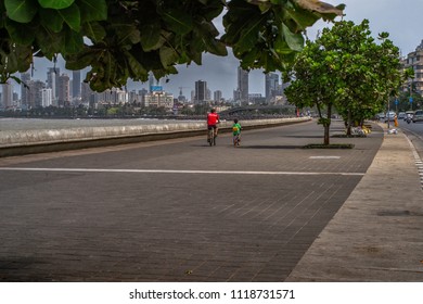 26-May 2018 FATHER SON CYCLING On Marine Drive Queen's Necklace MUMBAI MAHARASHTRA INDIA