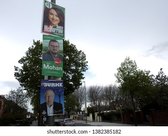 26th April 2019, Dublin, Ireland. 2019 European Parliament Election Posters On A Lamppost.  