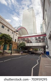 26th August 2017, Canary Wharf, London England, Street view of business district.