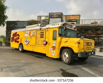 26th November 2016 - Doha, Qatar: Burgeri Fastfood Resturant Bus Parked Outside The Aspire Park, Doha, Qatar