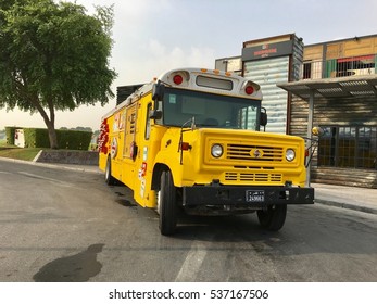 26th November 2016 - Doha, Qatar: Burgeri Fastfood Resturant Bus Parked Outside The Aspire Park, Doha, Qatar