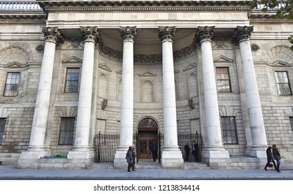 26th October Dublin 2018. The front of Dublin's Four Courts building, Inns Quay, The Four Courts is the location of the Supreme Court, the Court of Appeal, the High Court and the Dublin Circuit Court.