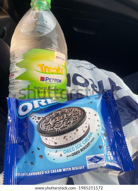 27 February 2021, Kluang Johor -\
mineral water and ice cream for snacking in the\
car.