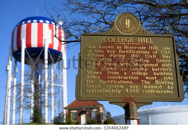27\
March 2019 Bowling green Kentucky USA, College Hill now know as\
reservoir hill, one of nine key fortifications of CSA defense\
during 1861 Civil war occupation of Bowling\
Green.