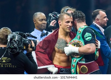 27.01.2018. RIGA,LATVIA. World Boxing Super Series Semi Final Fight Between Mairis Briedis And Oleksandr Usyk. Arena Riga.