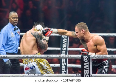 27.01.2018. RIGA,LATVIA. World Boxing Super Series Semi Final Fight Between Mairis Briedis And Oleksandr Usyk. Arena Riga.