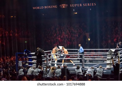 27.01.2018. RIGA,LATVIA. World Boxing Super Series Semi Final Fight Between Mairis Briedis And Oleksandr Usyk. Arena Riga.