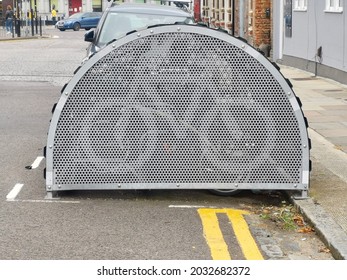 28 August 2021 - London, UK: City Life Image Showing Urban Bike Hangar