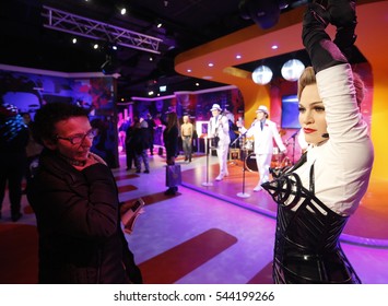 28 October 2016, Istanbul, Turkey.  A Visitor Looks At The Wax Figure Of US Musician Madonna At Madame Tussauds Wax Museum In Istanbul