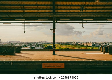 28 September 2021, SRT Dark Red Line Train Station In Thailand, Vintage Look