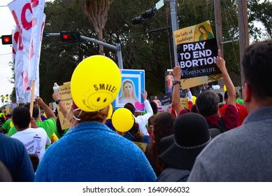 2-8-20, McAllen, TX, USA, ProLife, RGV March For Life, Image Of Blessed Mother Mary. 