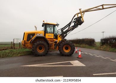 28th January 2022- A JCB 435S Wheeled Loader Set Up To Pump Slurry Into A Field On A Farm Near Laugharne, Carmarthenshire, Wales, UK.