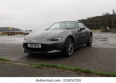 28th January 2022- A stylish Mazda MX5 RF Sport Nav, two door sports car, in the town carpark at Laugharne, Carmarthenshire, Wales, UK.
