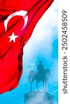 29 Ekim Cumhuriyet Bayram or 29th october republic day of Turkey background vertical photo. Ataturk and Turkish Flag .