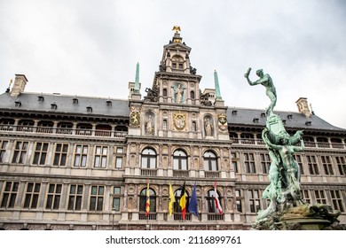 29.01.2022 Antwerp - The Grote Markt of Antwerp is a town square situated in the heart of the old city quarter. It is where the beautiful city hall are.
