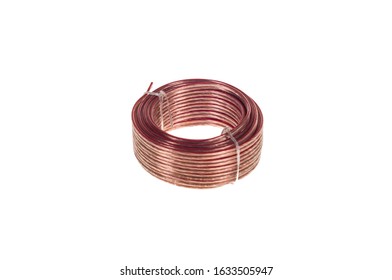 2-conductor copper speaker wire, isolated on white 