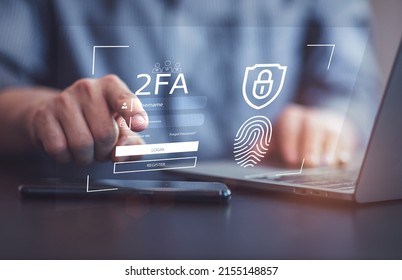 2FA Increases The Security Of Your Account, Two-Factor Authentication Laptop Screen Displaying A 2fa Concept, Privacy Protect Data And Cybersecurity.