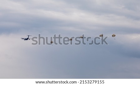 The 2nd Foreign Parachute Regiment (2e REP) of the French Foreign Legion jump from a French Air Force plane in training over the bay of Calvi in Corsica