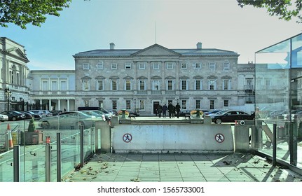 2nd October 2019, Dublin, Ireland. Government Buildings (the Irish Dail) On Kildare Street With Security Barrier Raised. 