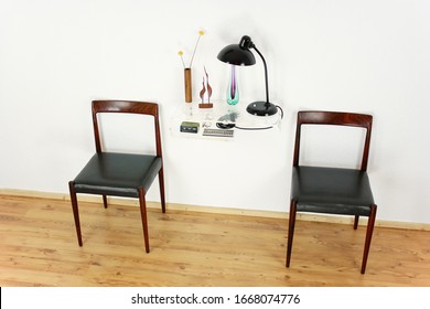 2x Danish Rosewood CHAIR Danish Design Chairs Mid Century 60s Vintage Dining Leather Seat Wood Modern Antique 50s 70s Retro Original Isolated On White Wall In Modern Living Room Closeup Loft