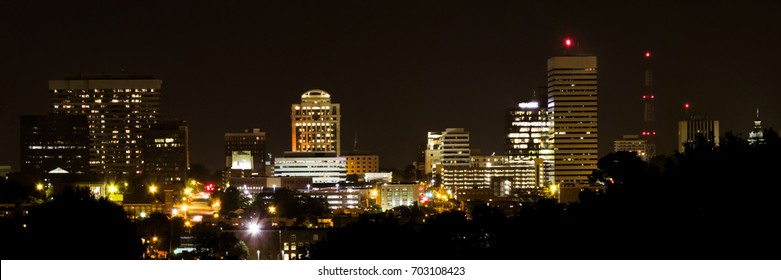 A 3 To 1 Panoramic Of Columbia, SC At Night