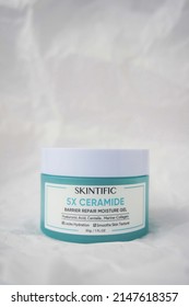 3 April 2022. Medan, Indonesia. Skintific Barrier Repair Moisture Gel In White Background.