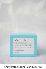 3 April 2022. Medan, Indonesia. Skintific Barrier Repair Moisture Gel In White Background.