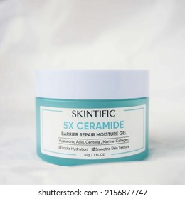 3 April 2022. Medan, Indonesia. Skintific Barrier Repair Moisture Gel In White Background.