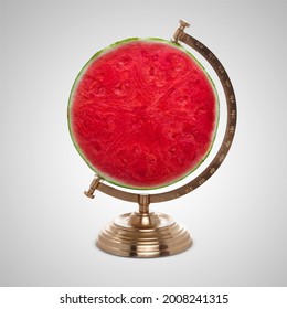 3 August, watermelon day, world watermelon day, international watermelon day, a round piece of watermelon on top of the globe stand - Powered by Shutterstock