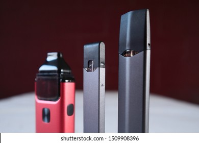 3 Different Vape Pen Electronic Cigarette Devices Product Shot Isolated Close Up